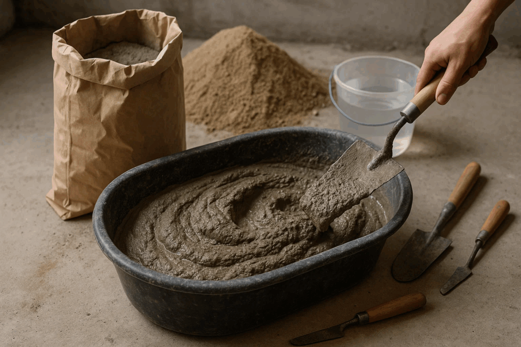 mistura de cimento queimado